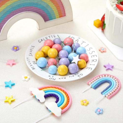 Rainbow Cake Toppers Set - 32 Pcs Boho Decorations for Parties