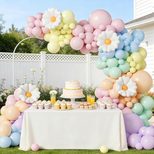 Pastel Flower Balloon Arch Kit - 136pcs Party Decorations