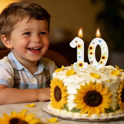 Sunflower Birthday Number Candle 0 - Fun Cake Topper Decoration