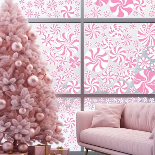 Pink Peppermint Candy Wall Decals - Christmas Xmas Decor Set of 6 Sheets