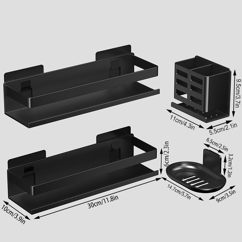 Regine Switzerland Shower Caddy - Rust-Proof Aluminum Shelf | 4 Pack, No Drilling Required for Easy Installation