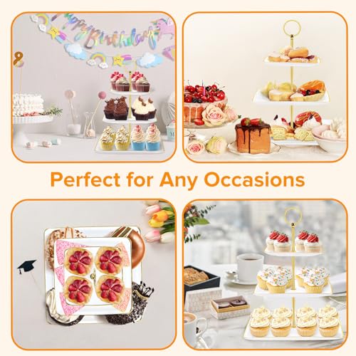 Hoedia 3 Tier Square Cupcake Stand Tower - Elegant Dessert Holder