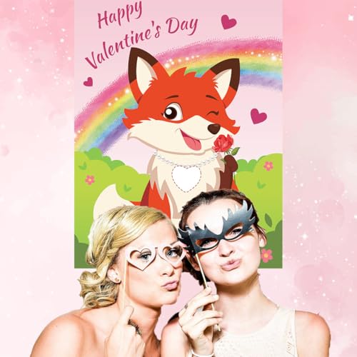 Pin The Heart on The Fox Game with 24 Stickers & 2 Blindfolds