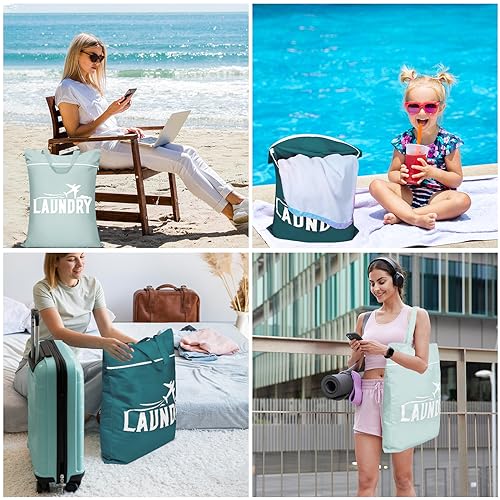 2 Pack Waterproof Travel Laundry Bag - Large Dirty Clothes Wet Bag
