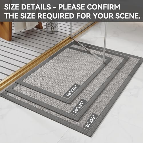 YDKGL Non-Slip Bath Mat, Gray 16" x 24" - Ultra Thin & Absorbent