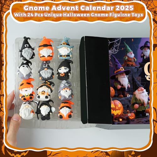 Gnome Advent Calendar 2026 Multi Gnome Halloween Countdown with 24 Collectible Gifts for Kids & Teens