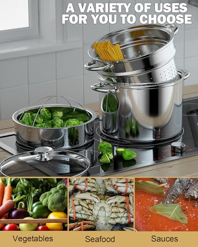 Stainless Steel 4 Piece Pasta Cooker Steamer Multi-Pot
