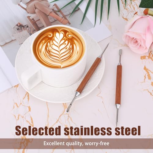 Latte Art Pen Set - 2 Stainless Steel Tools with Rosewood Handle