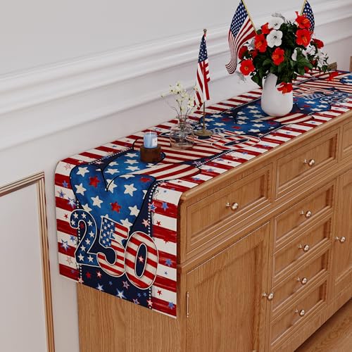 4th of July Table Runner - 250th Anniversary Patriotic Decor 13x72