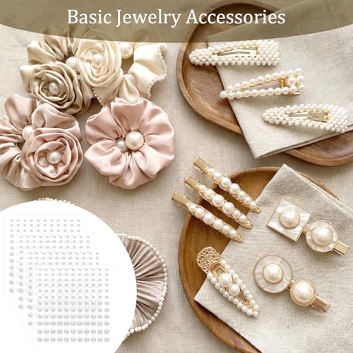 Self-Adhesive Flat Back Pearls 990 Pcs White Craft Pearl Stickers