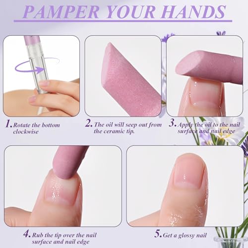 Plman 2-in-1 Cuticle Oil Pen and Ceramic Pusher - Lavender Nail Care