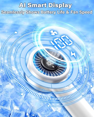 JMOSTRG Handheld Turbo Fan - Milk White, 5-Speed Portable Cooling