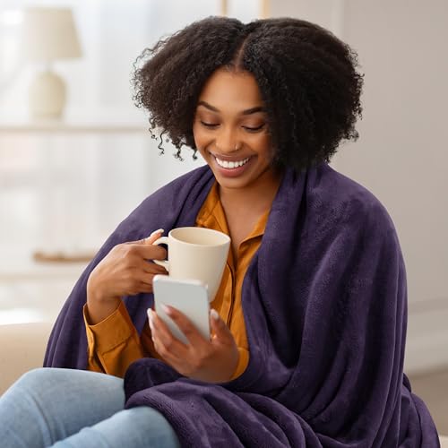 King Size Purple Fleece Blanket - Ultra Soft & Durable (90x102 Inch)