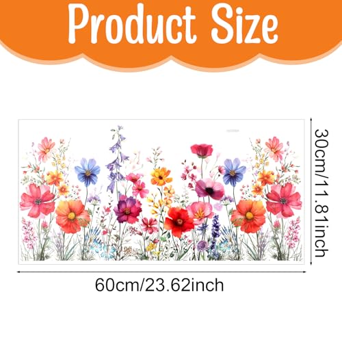 GEEHUA Wildflower Window Privacy Film, Double-Sided Floral Static Cling