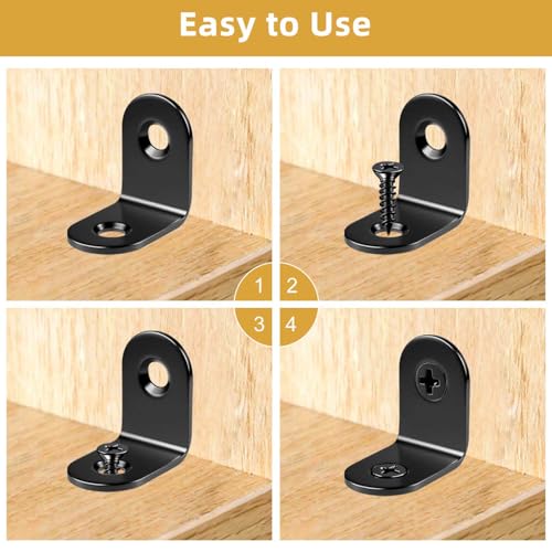 20 Pcs Stainless Steel L Brackets for Furniture & Shelves - Heavy Duty Corner Supports