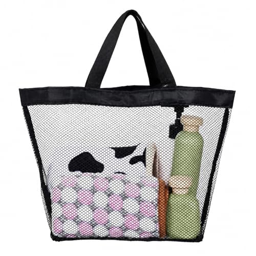2-Pack Mesh Shower Caddy Tote Bags - Portable Black Nylon