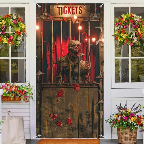 BlissYard Halloween Zombie Booth Door Cover 35x71 Inch Polyester