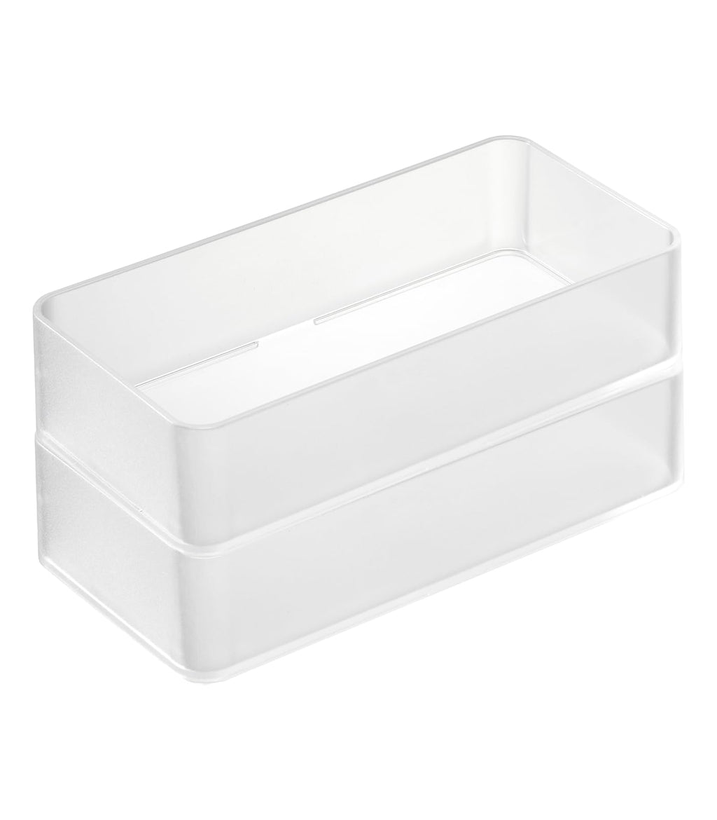 YAMAZAKI Home Tower Set Of 2 Clear Bottom Storage Cases - Stackable Transparent Organization Bins, Medium - Medium - Ps Resin