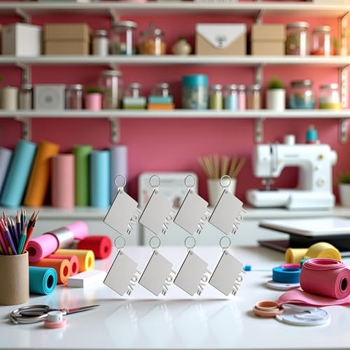 8-Pack Sublimation Blank MDF Keychains with Rings for DIY Heat Transfer