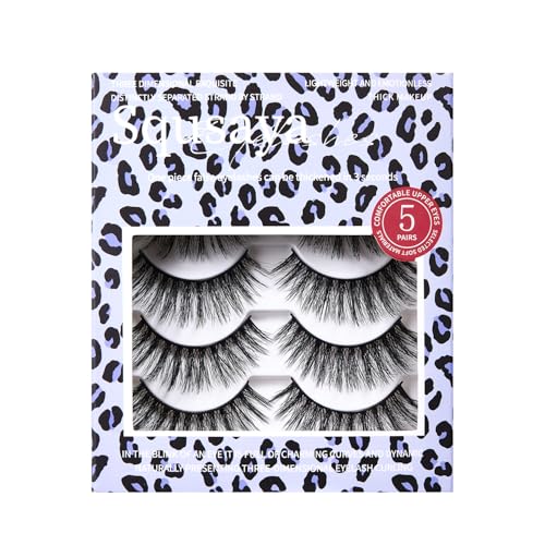 Sqsaya Fluffy Wispy False Eyelashes - 5 Pairs Natural Long Strip Lashes