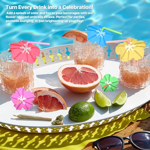 50PCS Umbrella Straws for Drinks, Tropical Cocktail Party Supplies