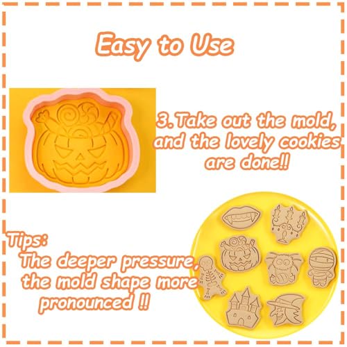 Halloween Cookie Cutter Set 8 Pcs with 3D Stamps - Halloween-3