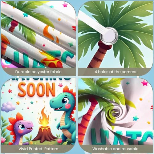 Cute Dinosaur Hatching Soon Door Cover - Baby Shower Decoration 35x71in