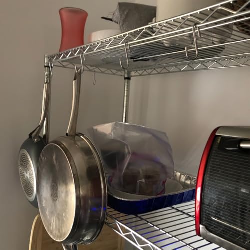2.4 Inch Stainless Steel S Hooks for Wire Shelving - 10 Pack