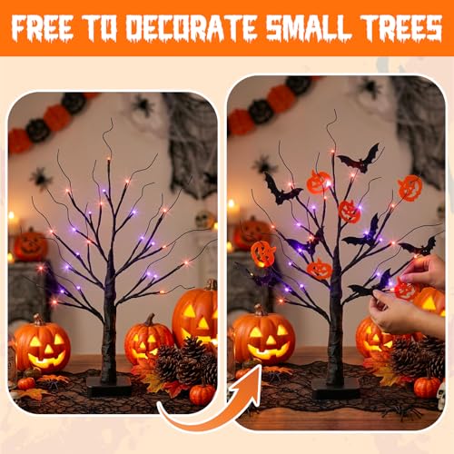 Vanthylit 22-Inch Halloween Tree with Purple & Orange LED Lights