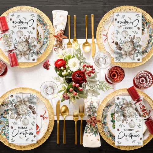 100 Pcs Christmas Paper Napkins - Elegant Holiday Ornament Design, 2-Ply