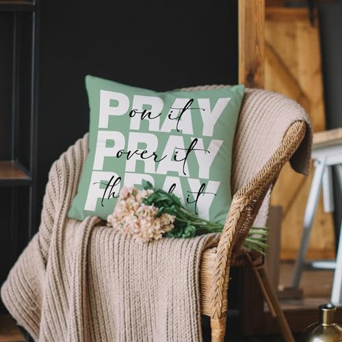 Sage Green Christian Scripture Throw Pillow Cover, 18x23in Bible Verse Decor