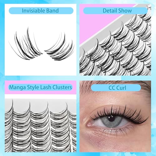 SeekLip Manga Wispy Lash Clusters 8-16mm C CD Curl Mixed DIY Lashes