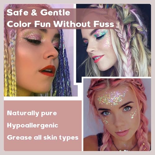 16-Color Holographic Body Glitter Gel Palette for Face, Hair & Nails
