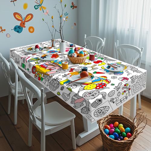 Easter Giant Coloring Tablecloth for Kids - 72" x 30"