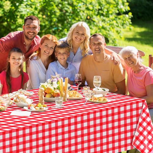3 Pack Red Gingham Disposable Tablecloths - 54x108 Inch