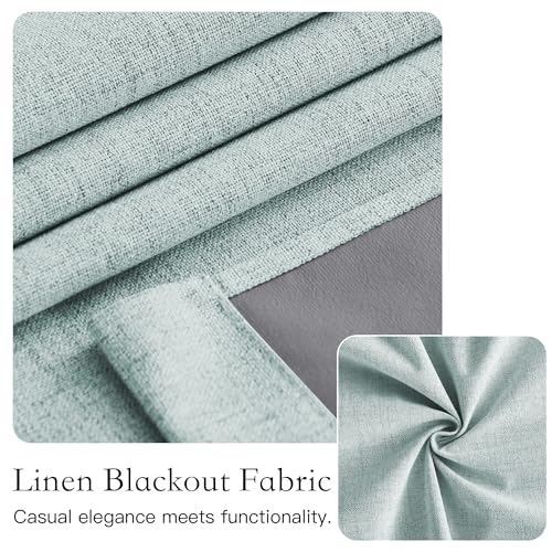 NICETOWN Seafoam Green 100% Blackout French Door Curtain 26" x 64"