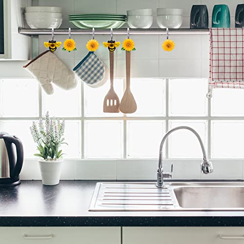 Whaline 12Pcs Shower Curtain Hooks - Bee & Sunflower Designs