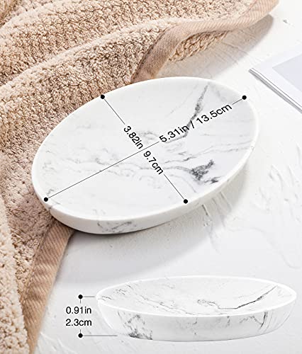 Luxspire Oval Soap Dish Holder - Gravel White, 1 Pack