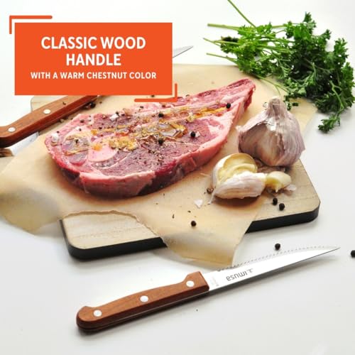IMUSA 4-Piece Stainless Steel Steak Knife Set with Wood Handles