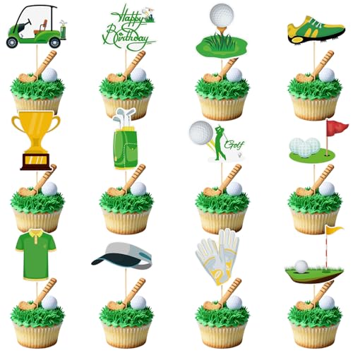 48 Pack Golf Cupcake Toppers for Sports Theme Parties