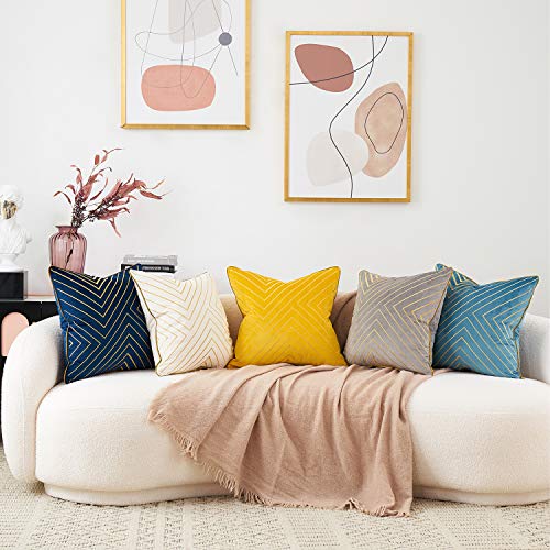 Avigers 12x20 Inch Black Velvet Lumbar Pillow Cover with Hidden Zipper - Geometric Design