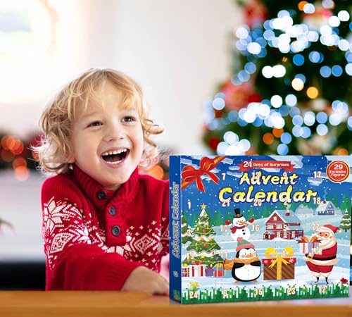 Christmas Advent Calendar Building Block Set with 29 Pieces - 24-Day Holiday Countdown for Kids