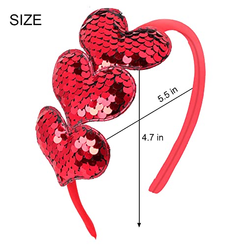 Valentine Glitter Heart Headband Red Non-Slip Hair Accessory