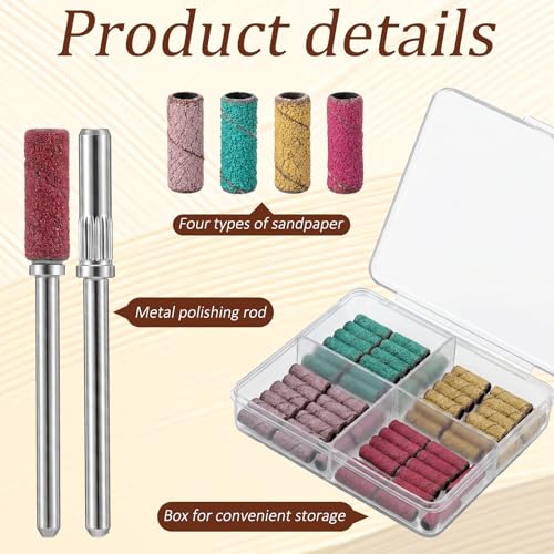 Skrfren 60 Pcs Small Nail Drill Sanding Bands with 3/32 Inch Mandrel Bit