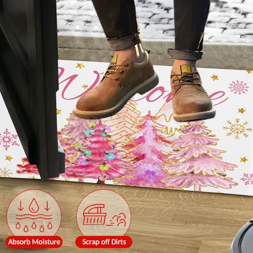 Merry Christmas Welcome Mat - Non-Slip Doormat for Home & Patio