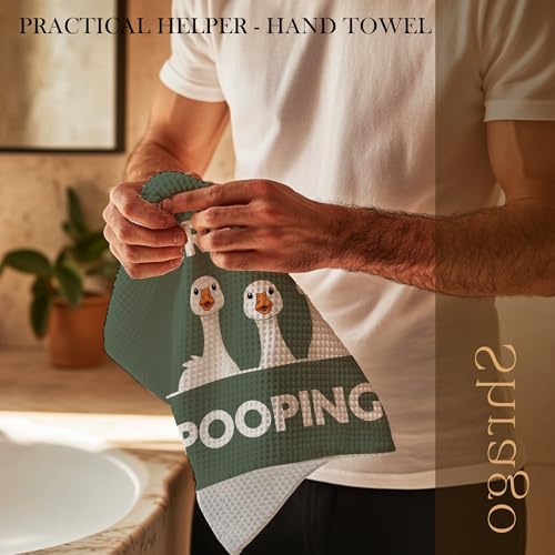 Funny Duck Hand Towels - Humorous Bathroom Decor, 16x24 Inch
