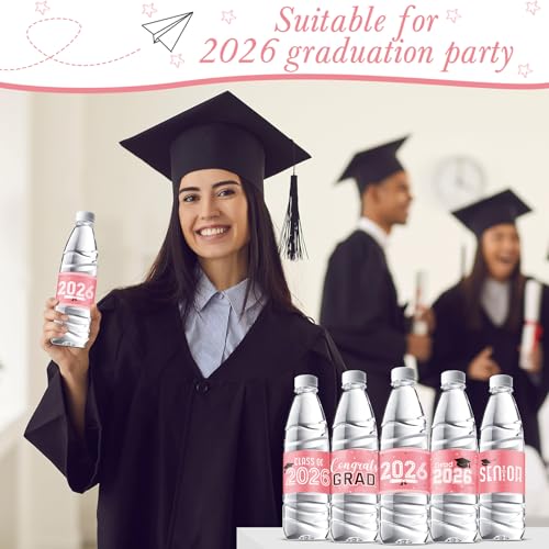 39 Pcs Graduation Water Bottle Labels - Class of 2026 Stickers
