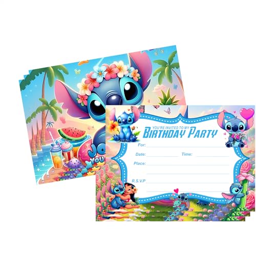 12-Piece Fill-In Birthday Party Invitation Cards, 4.2 x 6 Inch
