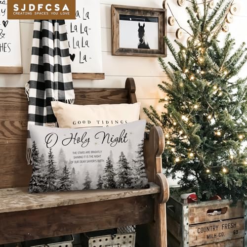 O Holy Night Winter Snowy Decorative Pillow Cover - 12x20