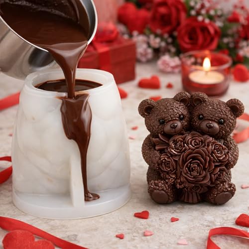 Rose Bear Silicone Molds for Candle Making - 5 Designs